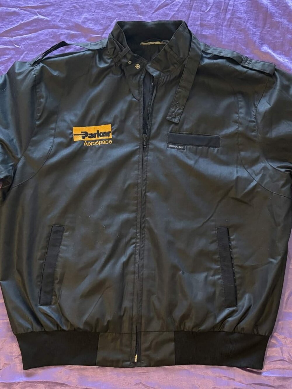 Parker Aerospace Black NASA Style Bomber Jacket Workwear Flight Coat